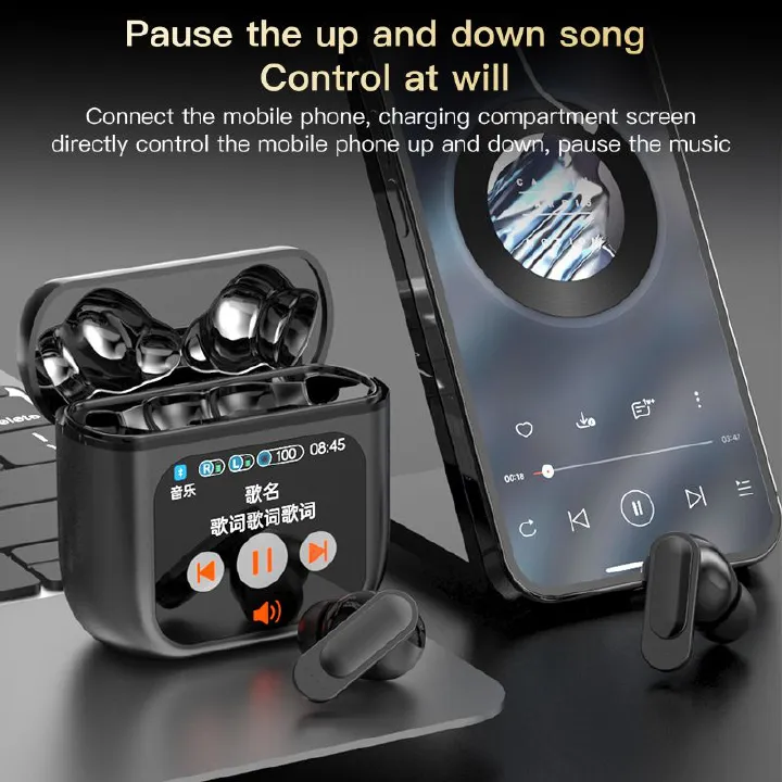 ANC ENC intelligent Noise Cancelling Gaming Earphone Wireless earphone with Mic Touch Screen SE60 Bluetooth Earphones Bluetooth Headphone With Color Screen In ear Wireless Bluetooth Headset Earbud Pod