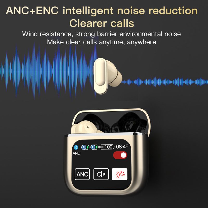 ANC ENC intelligent Noise Cancelling Gaming Earphone Wireless earphone with Mic Touch Screen SE60 Bluetooth Earphones Bluetooth Headphone With Color Screen In ear Wireless Bluetooth Headset Earbud Pod