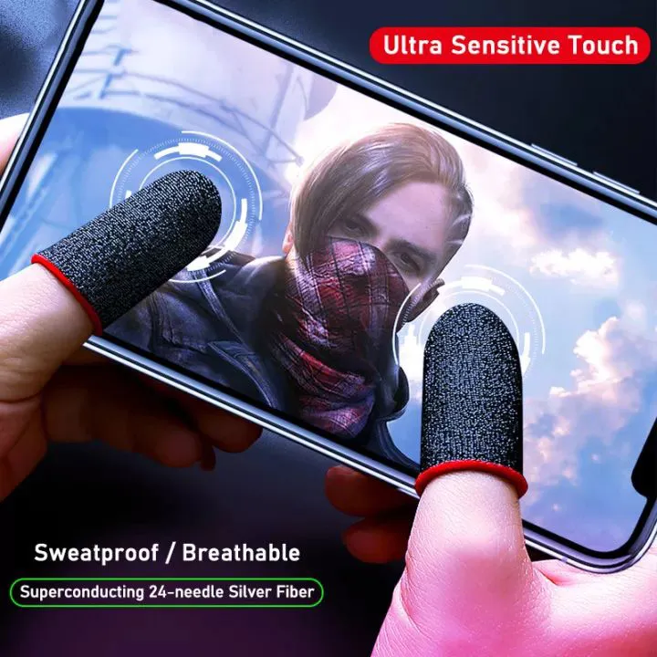 Aloking 20PCS Finger Sleeves Breathable PUBG Mobile Game Controller Finger Sleeve Touch Screen Finger Cot with Conducting Wire Fiber for Mobile Game, Rules of Survival wasp feelers