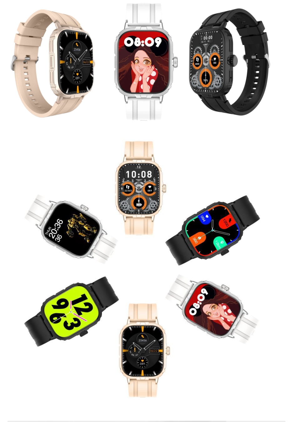 B03 Smart Watch For Men Women AI Gesture Control Touch Square HD Screen Health Monitoring Bluetooth Call Watch Sports Heart Rate Blood Oxygen Multifunction Watch for Android IOS Waterproof Smartwatch