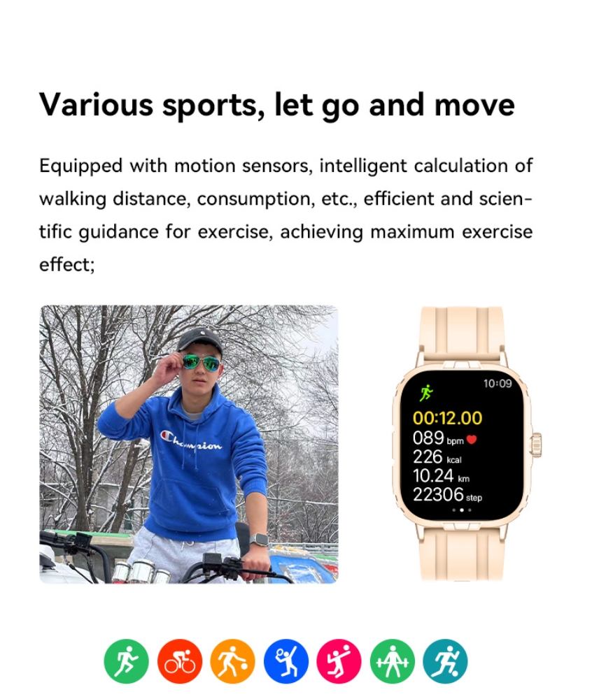 B03 Smart Watch For Men Women AI Gesture Control Touch Square HD Screen Health Monitoring Bluetooth Call Watch Sports Heart Rate Blood Oxygen Multifunction Watch for Android IOS Waterproof Smartwatch