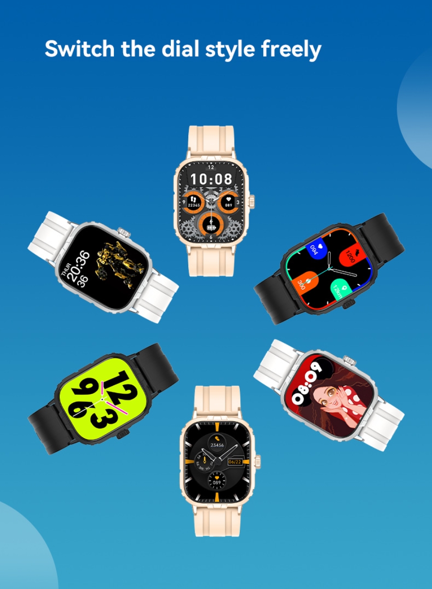 B03 Smart Watch For Men Women AI Gesture Control Touch Square HD Screen Health Monitoring Bluetooth Call Watch Sports Heart Rate Blood Oxygen Multifunction Watch for Android IOS Waterproof Smartwatch