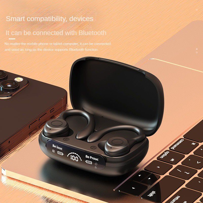 TWS Ture Wireless Earbuds Y7 Bluetooth 5.3 Headphones 24Hrs Playtime with Charging Case LED Diaplay Hi-Fi Sweatproof Noise Canceling Over Ear Earhooks Touch Control Wireless Earphone with Microphone