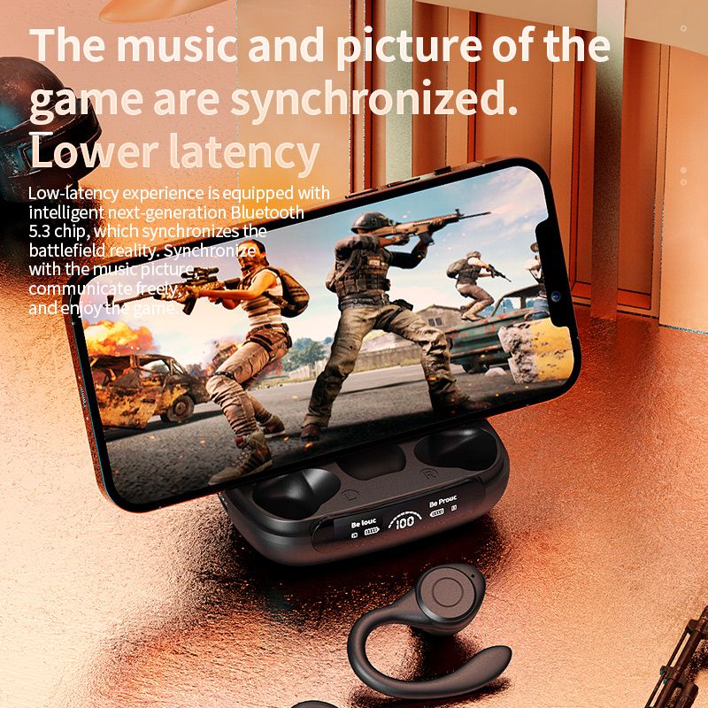 TWS Ture Wireless Earbuds Y7 Bluetooth 5.3 Headphones 24Hrs Playtime with Charging Case LED Diaplay Hi-Fi Sweatproof Noise Canceling Over Ear Earhooks Touch Control Wireless Earphone with Microphone