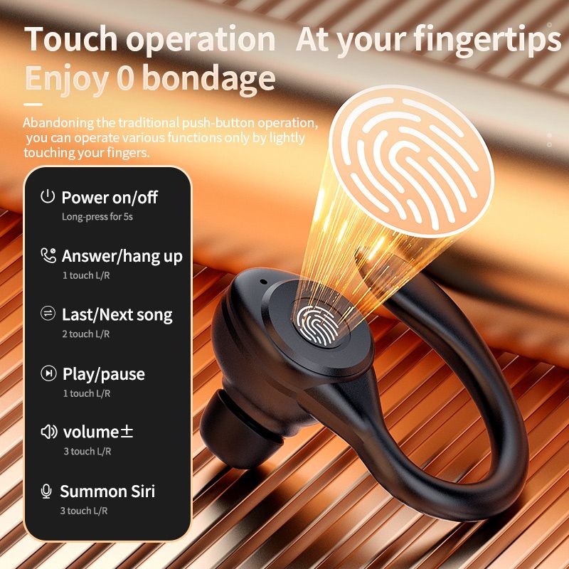 TWS Ture Wireless Earbuds Y7 Bluetooth 5.3 Headphones 24Hrs Playtime with Charging Case LED Diaplay Hi-Fi Sweatproof Noise Canceling Over Ear Earhooks Touch Control Wireless Earphone with Microphone