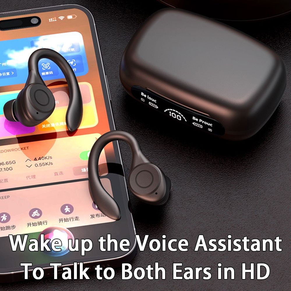 TWS Ture Wireless Earbuds Y7 Bluetooth 5.3 Headphones 24Hrs Playtime with Charging Case LED Diaplay Hi-Fi Sweatproof Noise Canceling Over Ear Earhooks Touch Control Wireless Earphone with Microphone