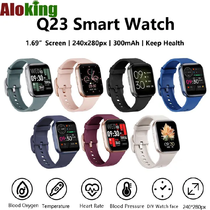 Smart Watch Q23 Calculator Watch BP HR O2 Body Temperature Sleep Monitoring IP67 Waterproof Men Women Smartwatches Smart Band Smart Bracelet Fitness Tracker Run Sports Watch for Huawei Android IOS