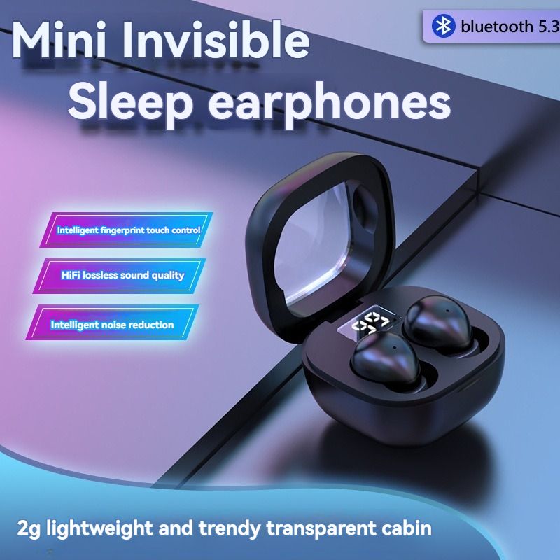 Aloking Sleep earphones Small Mini Sleep Bluetooth Headset Binaural Headset Wireless Earbuds SK19 Noise Reduction Hifi Stereo Sound Music Headset in-ear Wireless Earphone with Microphone For Sleeping