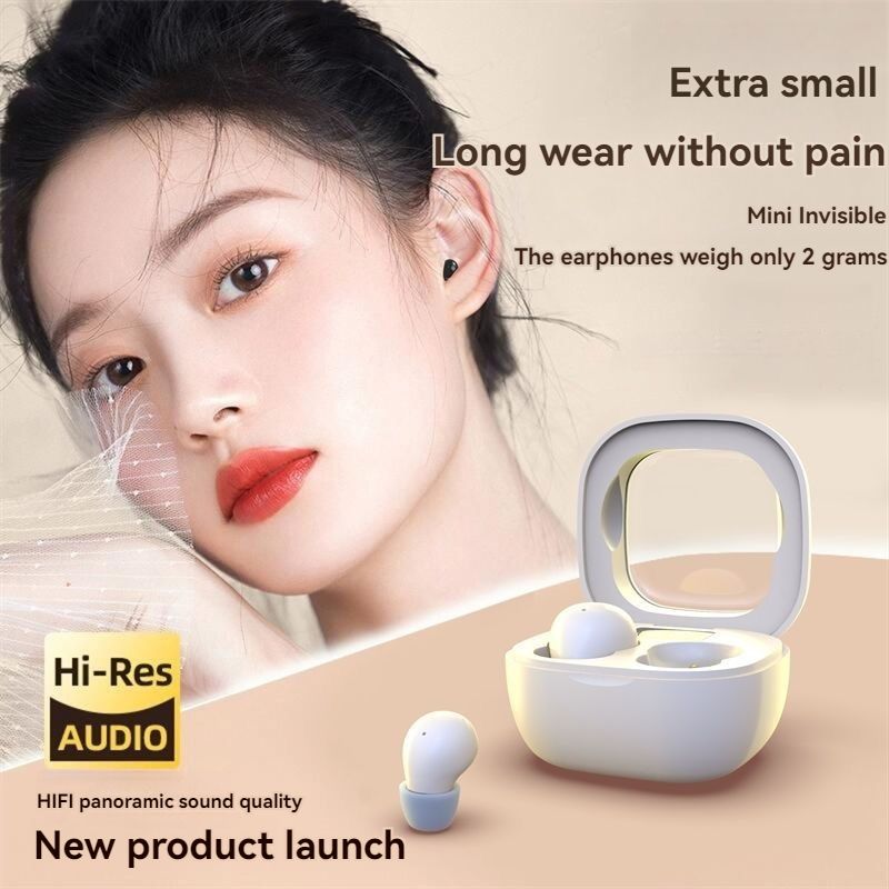 Aloking Sleep earphones Small Mini Sleep Bluetooth Headset Binaural Headset Wireless Earbuds SK19 Noise Reduction Hifi Stereo Sound Music Headset in-ear Wireless Earphone with Microphone For Sleeping
