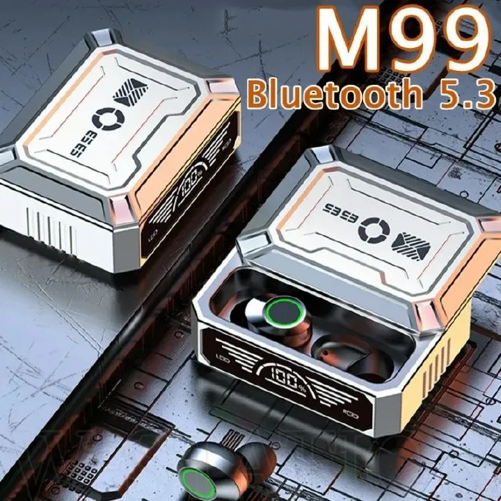 M99 TWS Wireless Bluetooth 5.3 Earphones Digital Display Sliding Cover Design Wireless Headset Low-power Waterproof Sports Headphones Noise Reduction Without Delay Gaming Wireless Earbuds Microphone