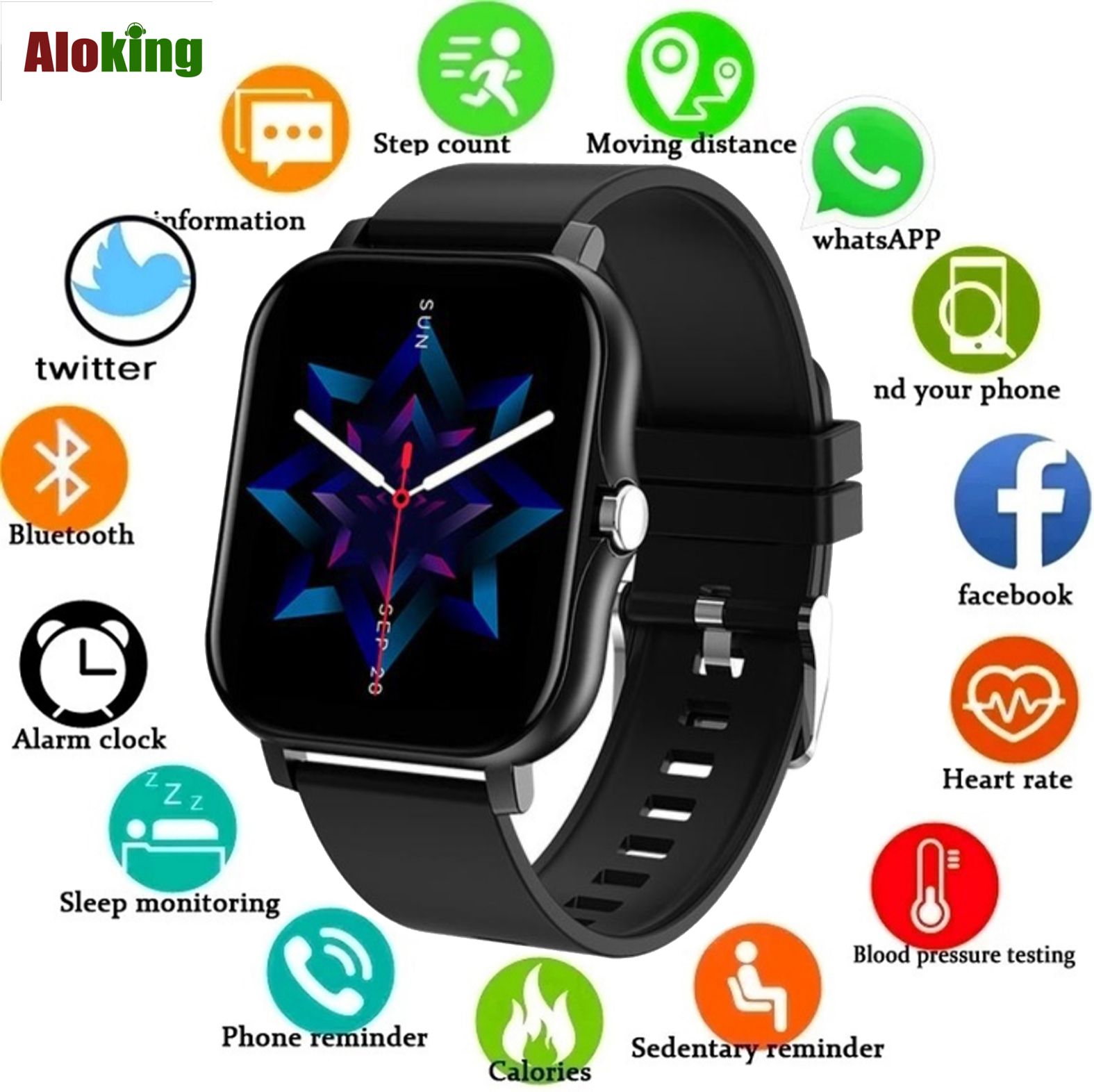 Aloking Smart Watch with 2 pcs Bands for Woman Man Fitness Bluetooth call Men Smartwatch Original HD Screen Heart Rate Monitor Smart Bracelet Sports Watch Waterproof Wrist Watches Women Smartwatches