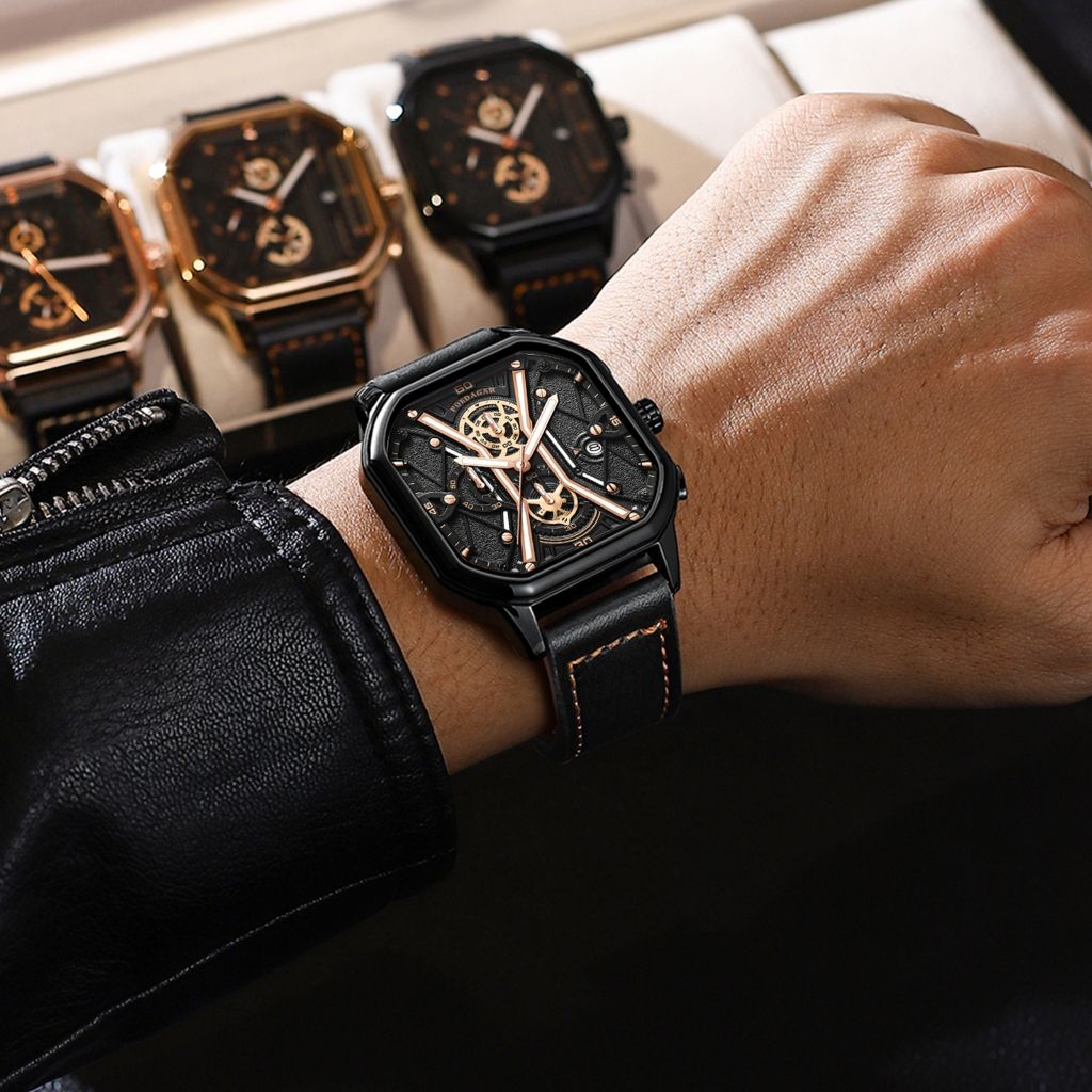 Poedagar Business Casual Quartz Watch Analog Fashion Genuine Men's Watch Stainless Steel PU Leather Strap Luminous Calendar Waterproof mens watch watch for men water proof original Watches for man 922