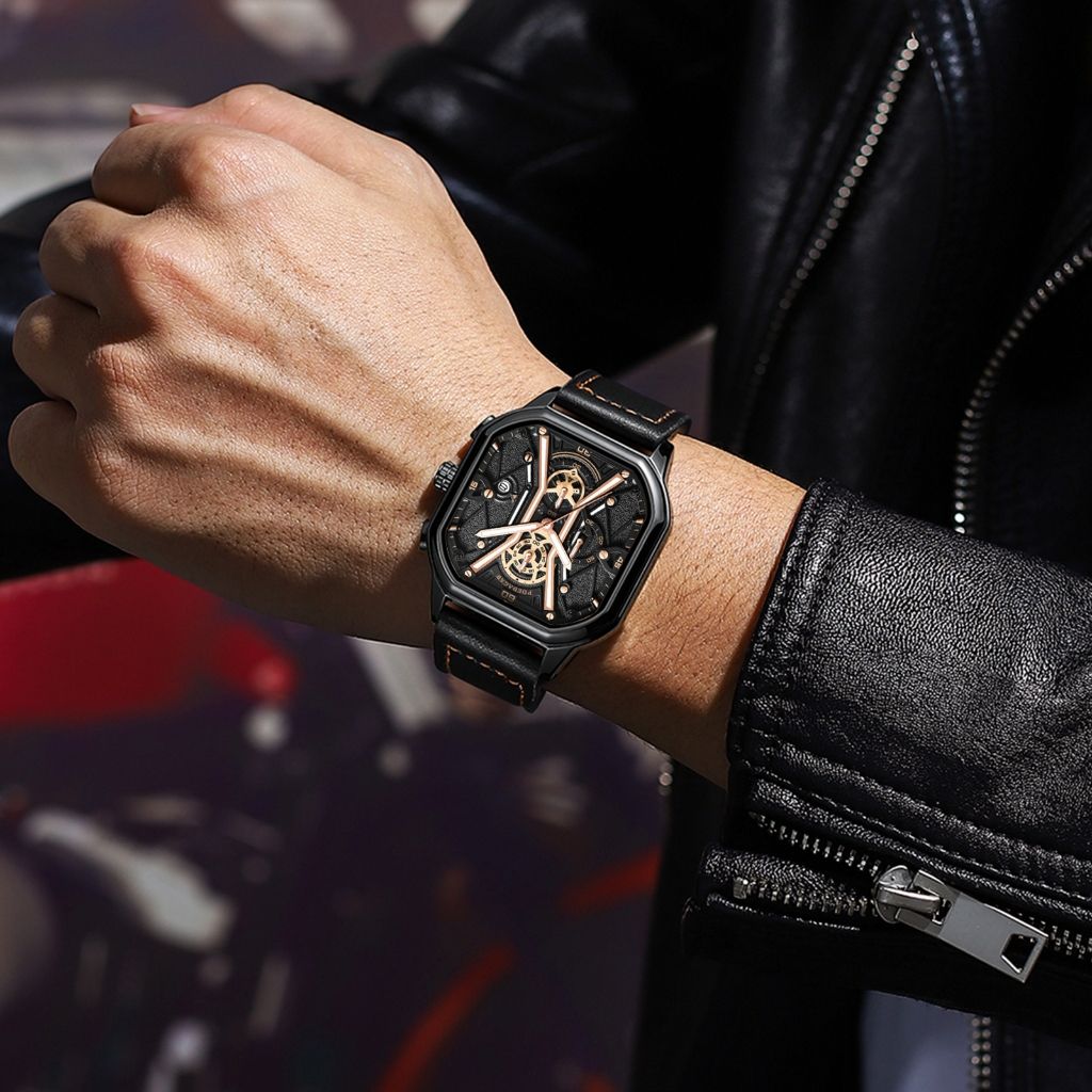 Poedagar Business Casual Quartz Watch Analog Fashion Genuine Men's Watch Stainless Steel PU Leather Strap Luminous Calendar Waterproof mens watch watch for men water proof original Watches for man 922