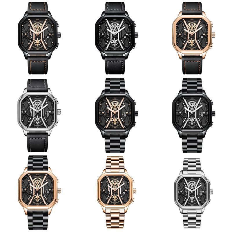 Poedagar Business Casual Quartz Watch Analog Fashion Genuine Men's Watch Stainless Steel PU Leather Strap Luminous Calendar Waterproof mens watch watch for men water proof original Watches for man 922