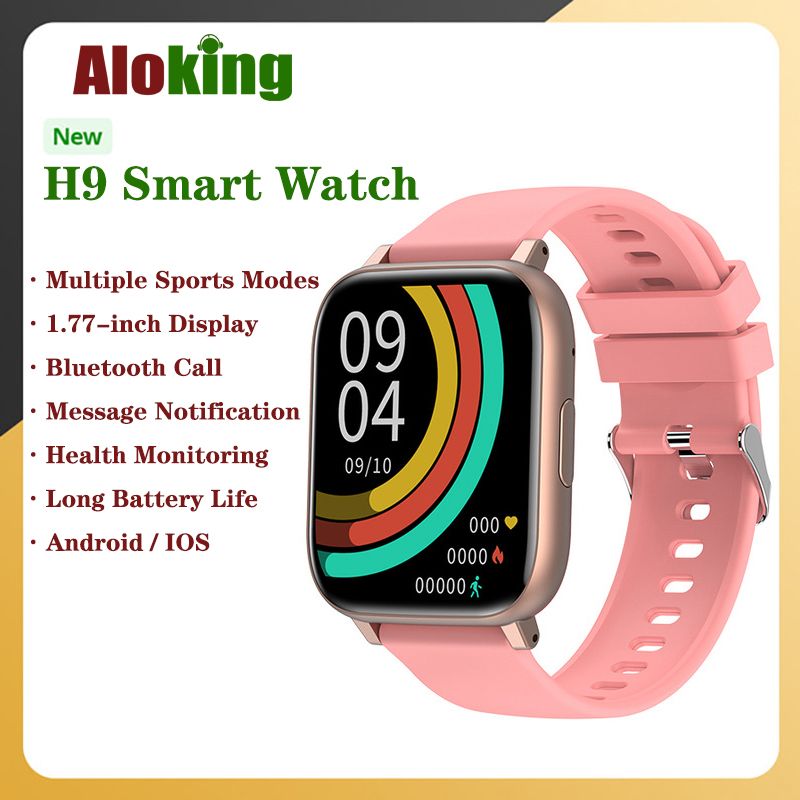 H9 smart watch 1.77inch Touch Screen health monitoring Bluetooth call Smartwatch heart rate blood oxygen monitoring fitness sports watch square watch men's smart watch women's smart watch kids watch