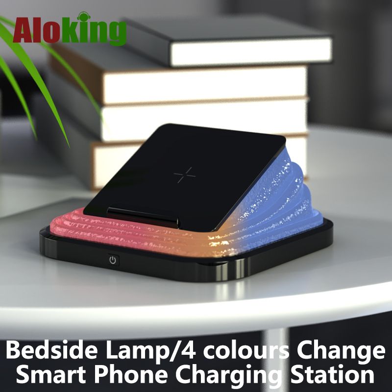 Wireless Charging Pad for Mobile Phone iPhone 14 Pro Max Samsung Charging Station Chargers LED Adjustable Desk decoration table lamp USB charging touch Control night light bedroom Bedside Lamp Charger