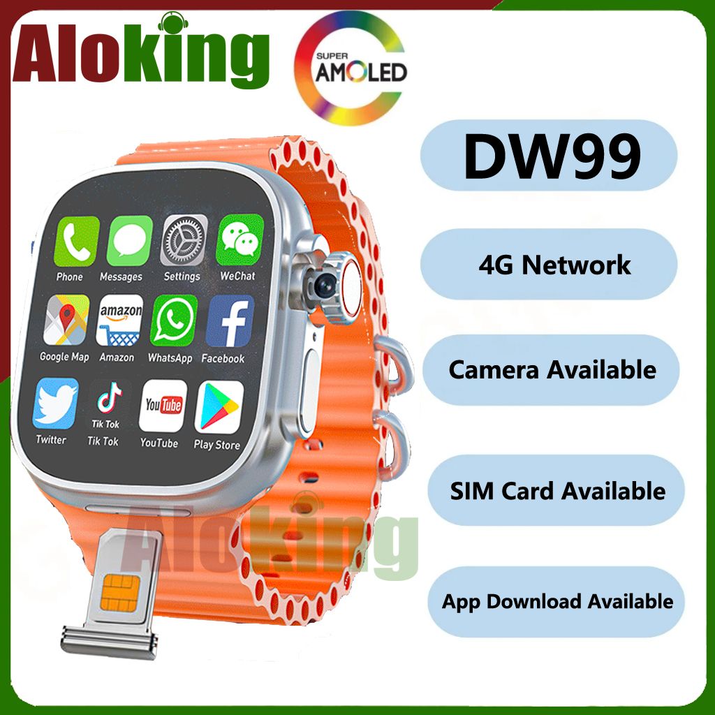 Smart Watch With SIM Card Slot App Download Available AMOLED 4G Network Phone Call Smartwatch DW99 rotating camera Facebook WhatsApp Man Smartwatch GPS S9 Smart Watch For Women Kids Smart watch