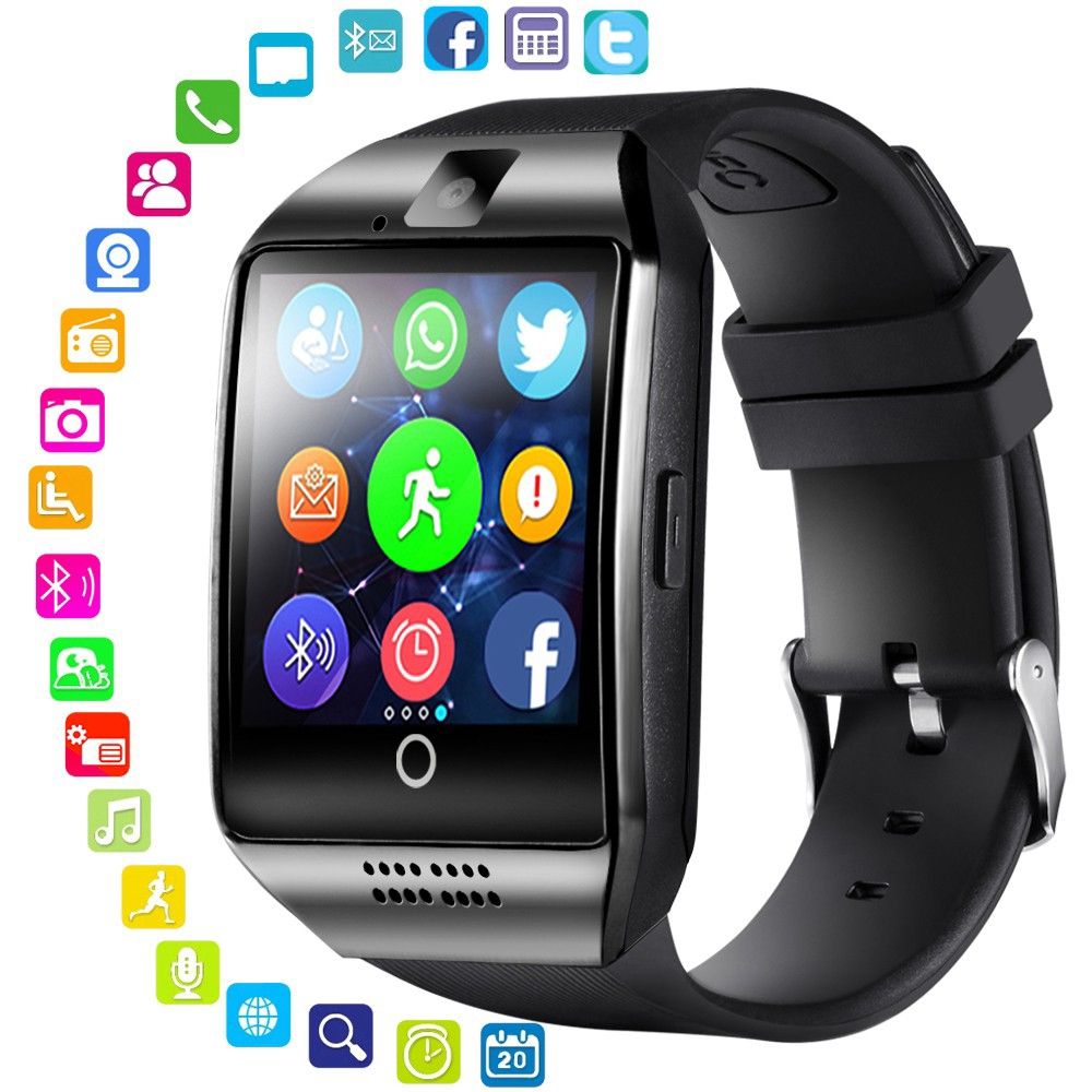 Smart watch Q18 with camera SIM card slot Bluetooth fitness pedometer music player curved screen Bluetooth call Man Smart watch sports watch Unisex Watch Kids Watch Smartwatch Women Wristwatch