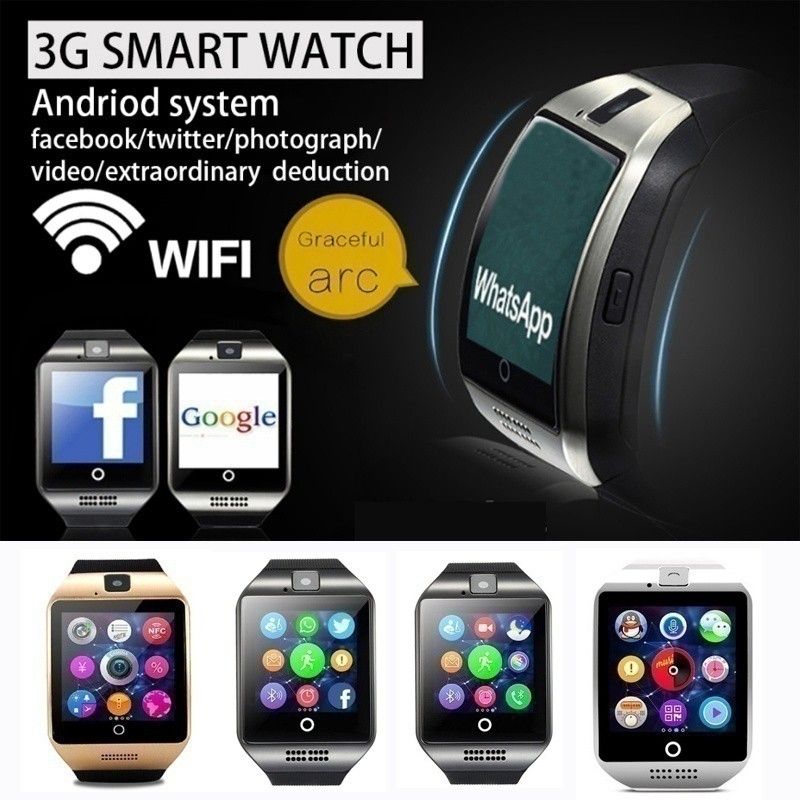 Q18 Dial Call Smart Watches Support SIM Card Smart Phone Fitness Tracker sports Smartwatch Push Message Camera curved screen Wrist watch Men Smart Watch for IOS Android Women Smartwatches Kids Watch