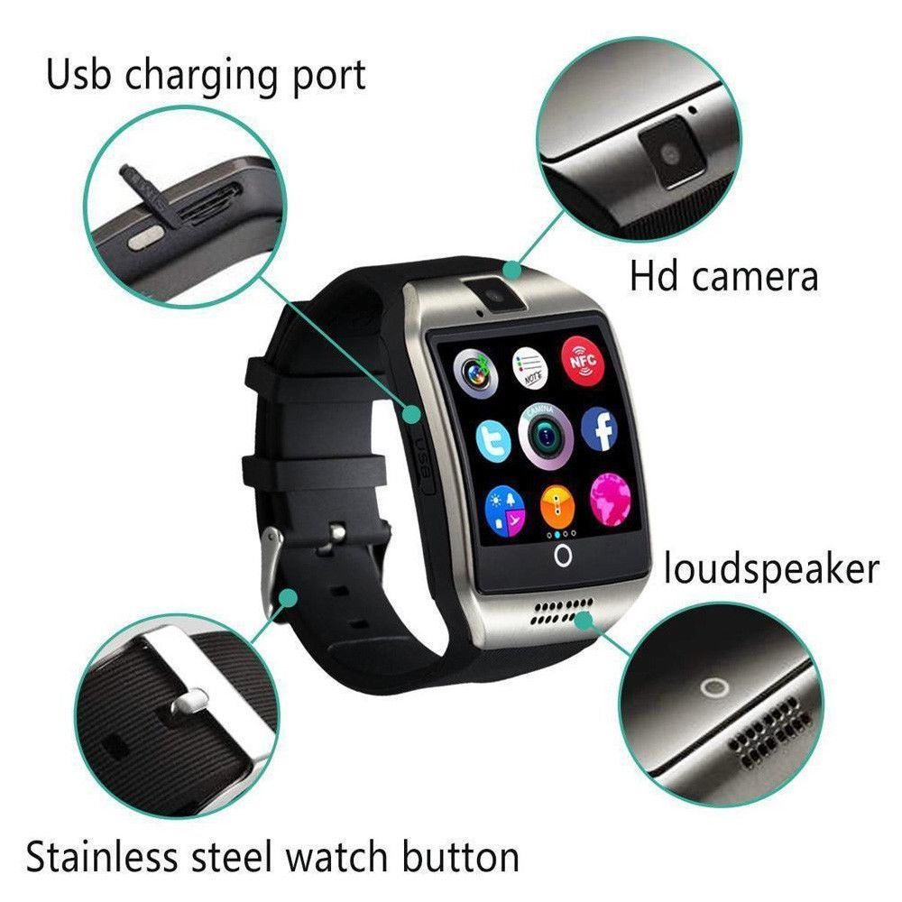 Q18 Dial Call Smart Watches Support SIM Card Smart Phone Fitness Tracker sports Smartwatch Push Message Camera curved screen Wrist watch Men Smart Watch for IOS Android Women Smartwatches Kids Watch