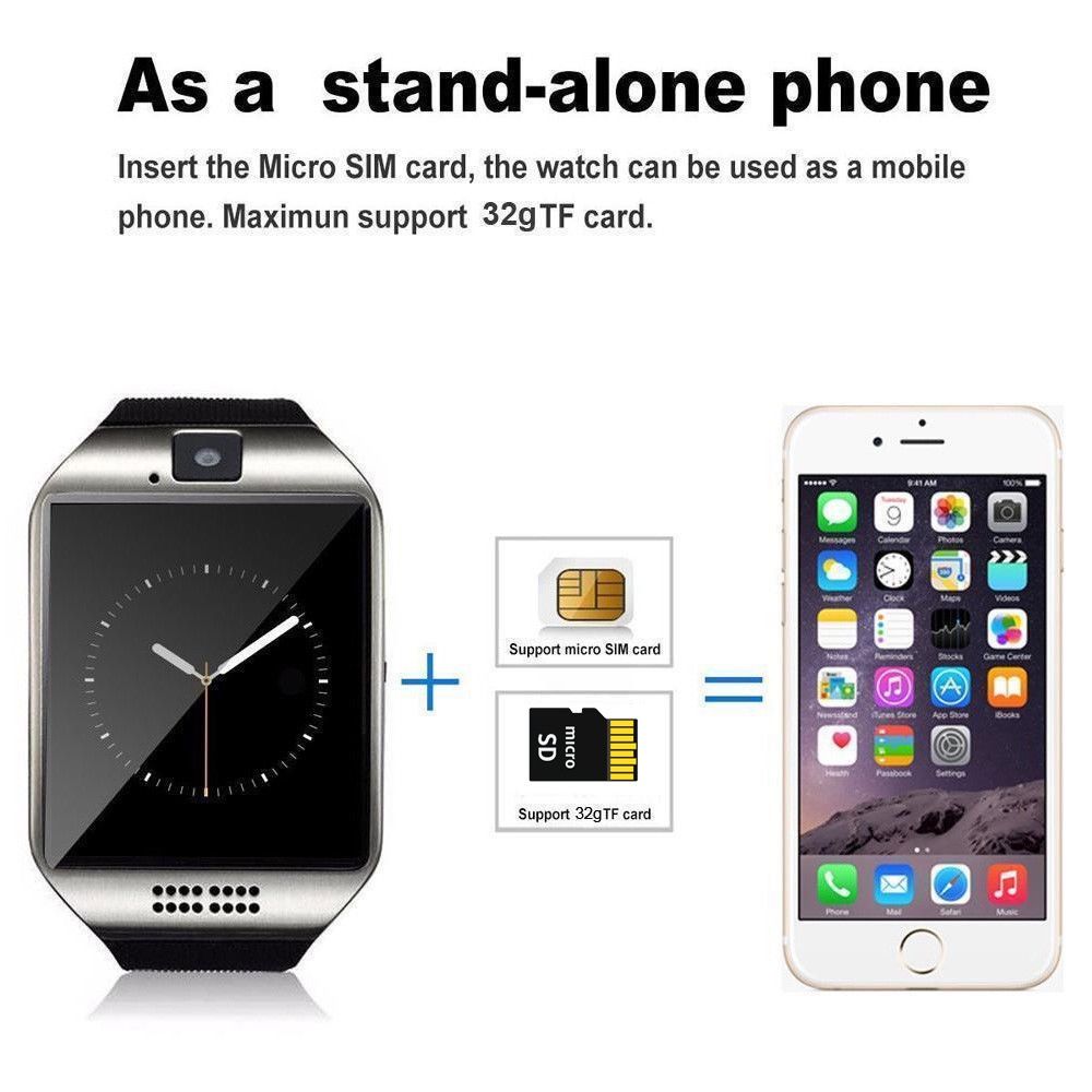 Q18 Dial Call Smart Watches Support SIM Card Smart Phone Fitness Tracker sports Smartwatch Push Message Camera curved screen Wrist watch Men Smart Watch for IOS Android Women Smartwatches Kids Watch