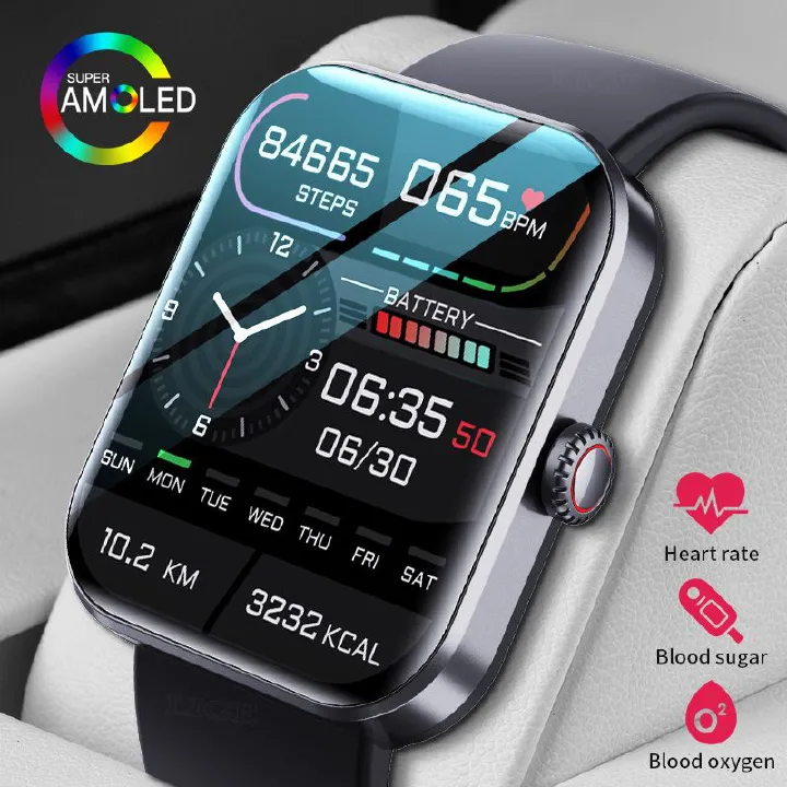Aloking smart watch for men blood sugar blood pressure monitoring watches waterproof sports fitness smartwatch for woman TPU Stainless Steel Strap Men Smart watch Women Smart watch Kids Smart watch