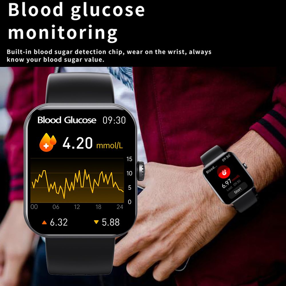 Aloking smart watch for men blood sugar blood pressure monitoring watches waterproof sports fitness smartwatch for woman TPU Stainless Steel Strap Men Smart watch Women Smart watch Kids Smart watch