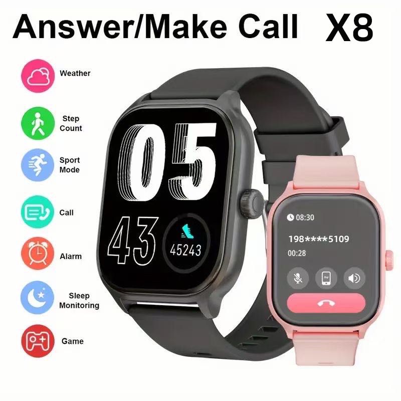 Men Smartwatch 2.01'' HD Screen Receive/Dial Calls 123 Sport Mode Heart Rate Sleep Monitoring Alarm Clock Stopwatch For Android and iOS X8 Women Smartwatches Waterproof Smart Watch For Men Kid Student