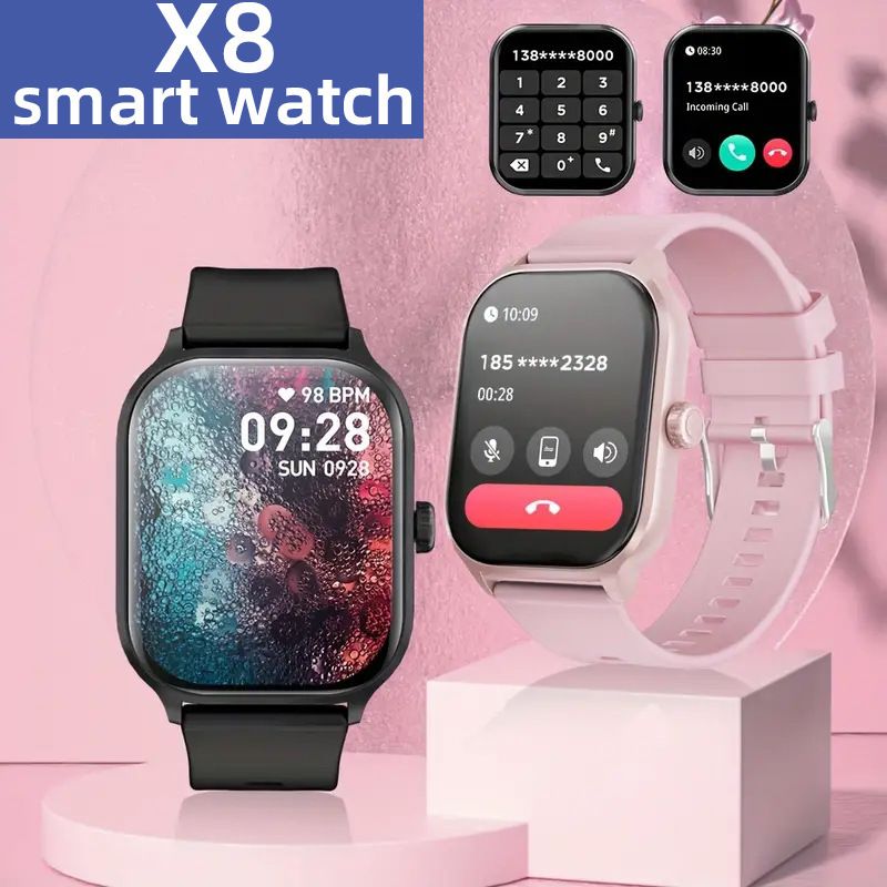 Men Smartwatch 2.01'' HD Screen Receive/Dial Calls 123 Sport Mode Heart Rate Sleep Monitoring Alarm Clock Stopwatch For Android and iOS X8 Women Smartwatches Waterproof Smart Watch For Men Kid Student