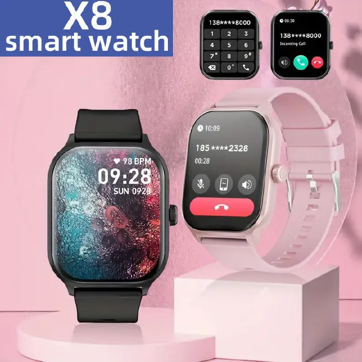 Smart Watch Full Touch Control HD Screen 2.01inch Fitness Tracker Bluetooth Call Ladies Smartwatch For Men Women Ladies Watch Waterproof Smart Watch For Men Kids Watch X8 Women Smartwatches