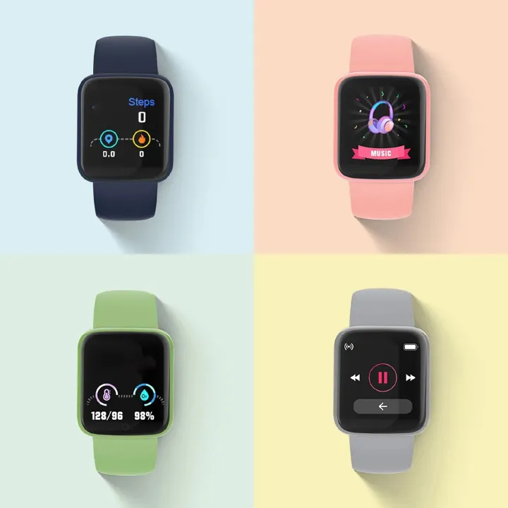 Smartwatch Macaron Color D20 Y68 Waterproof Sports Watch Heart Rate Monitor Kids Watch Kids Smart watch TPU Fitness Tracker  Bluetooth Men Women Smart watch Students Smart watch for men Wrist watch