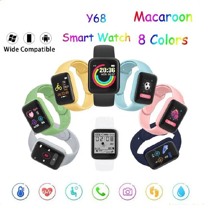 Full Touch Screen Smartwatch y68 smart electronic children's sports watch for boys and girls students watch Smart watch for Kids Smart watch for Woman Smart watch for men