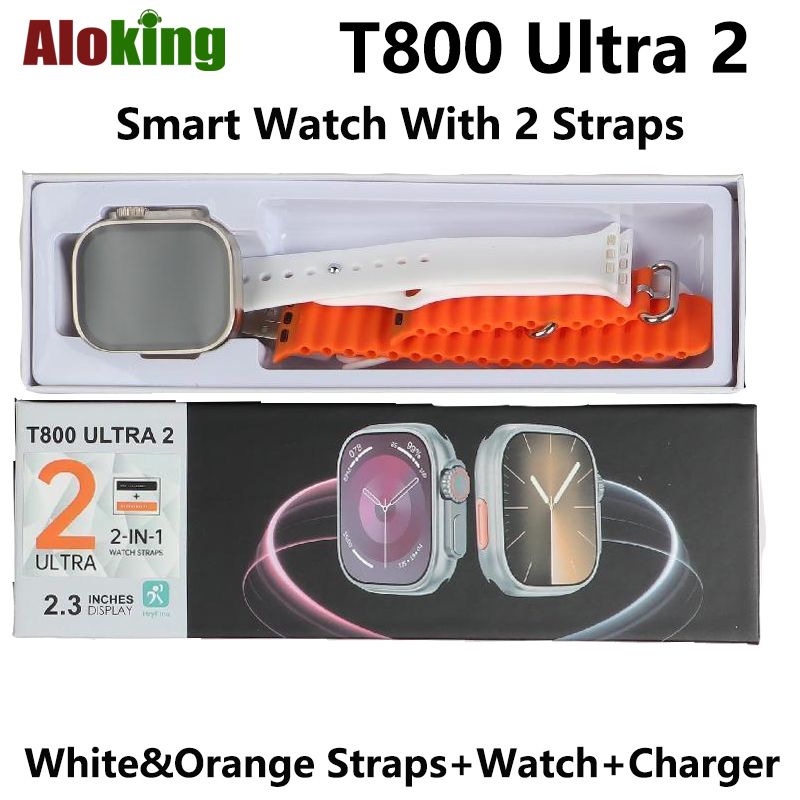 Smart Watch With 2pcs Strap T800 Ultra Smartwatch HD Screen Bluetooth Call Multi Sport Mode Heart Rate Sleep Monitor Men's Smartwatch Woman Smart Watch Sports Watches Kids Smart Watch For Android IOS
