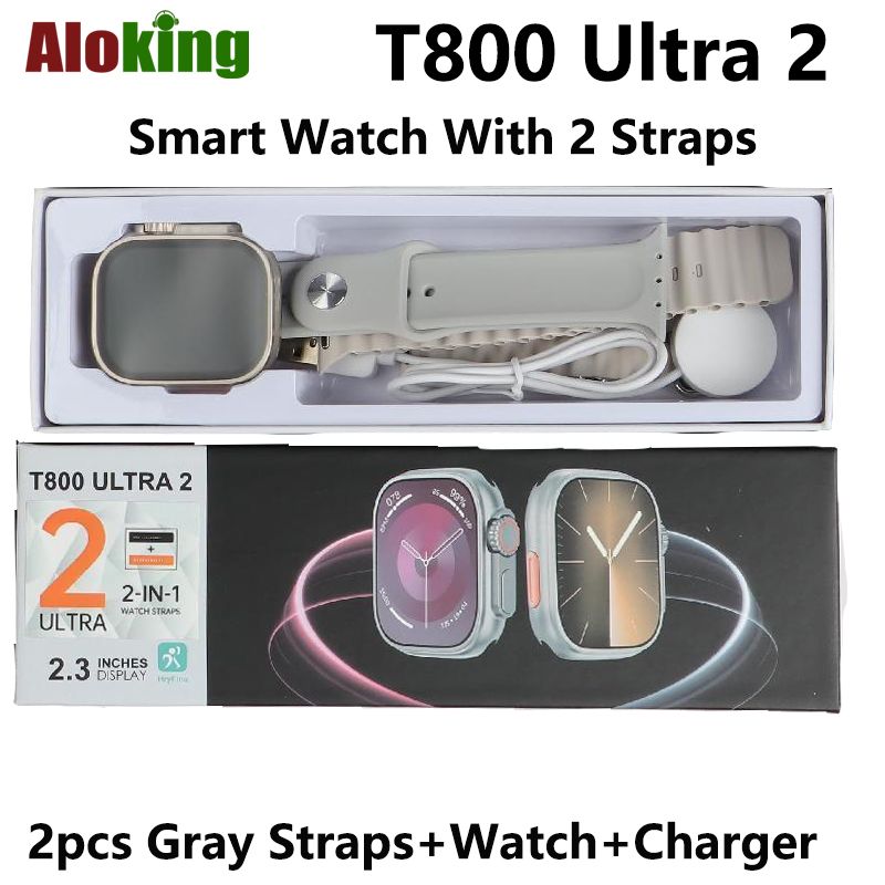 Smart Watch With 2pcs Strap T800 Ultra Smartwatch HD Screen Bluetooth Call Multi Sport Mode Heart Rate Sleep Monitor Men's Smartwatch Woman Smart Watch Sports Watches Kids Smart Watch For Android IOS