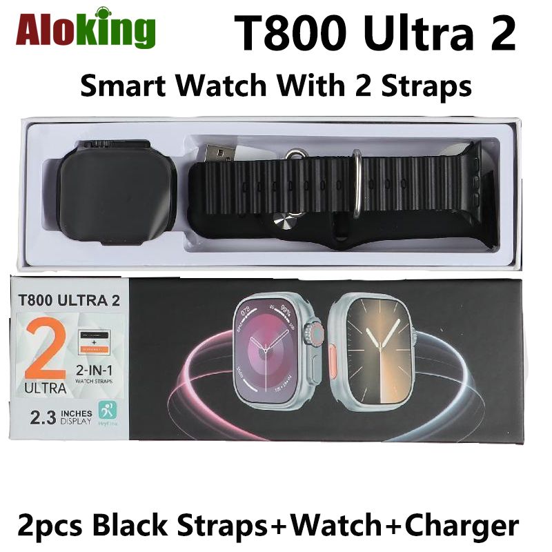 Smart Watch With 2pcs Strap T800 Ultra Smartwatch HD Screen Bluetooth Call Multi Sport Mode Heart Rate Sleep Monitor Men's Smartwatch Woman Smart Watch Sports Watches Kids Smart Watch For Android IOS