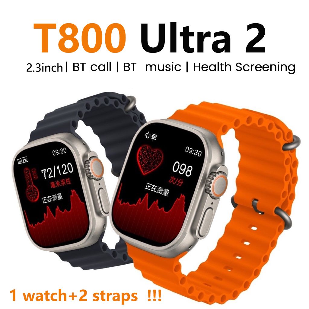 Smart Watch With 2pcs Strap T800 Ultra Smartwatch HD Screen Bluetooth Call Multi Sport Mode Heart Rate Sleep Monitor Men's Smartwatch Woman Smart Watch Sports Watches Kids Smart Watch For Android IOS