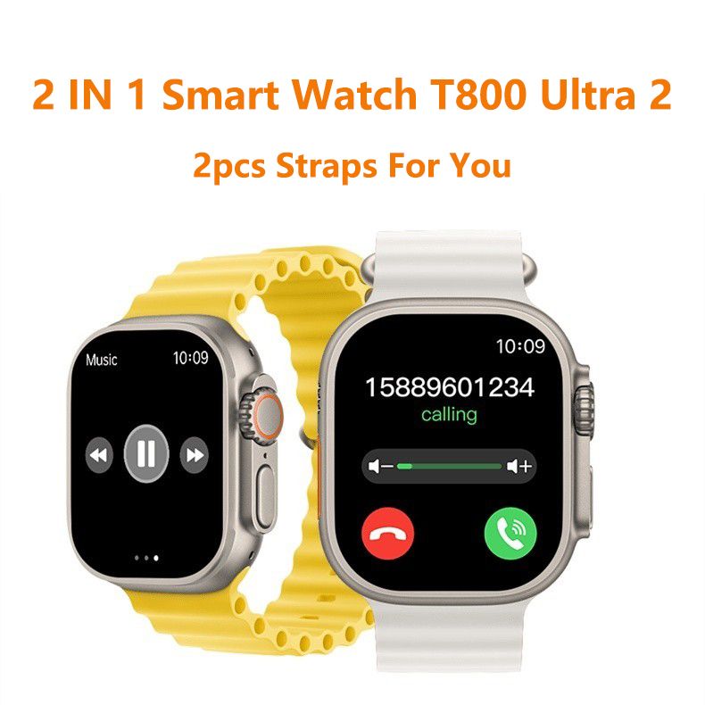 Smart Watch With 2pcs Strap T800 Ultra Smartwatch HD Screen Bluetooth Call Multi Sport Mode Heart Rate Sleep Monitor Men's Smartwatch Woman Smart Watch Sports Watches Kids Smart Watch For Android IOS