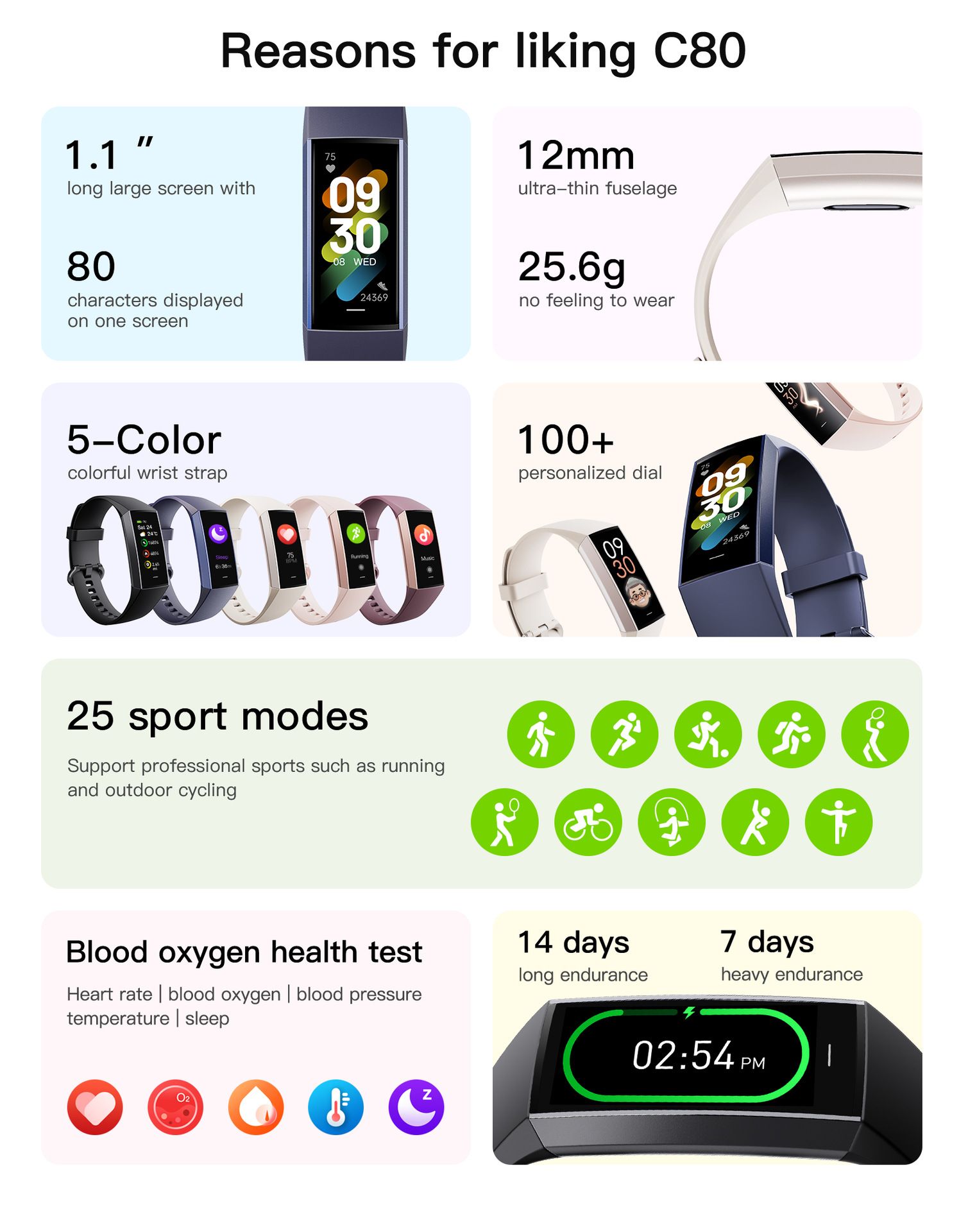 Women Smart Watch C80 Body Temperature Heart Rate Blood Pressure Blood Oxygen Meter Step Smart Bracelet Phone Reminder Ladies Watch Small Women's Sports Watch Smart Bracelet AMOLED Woman Wrist Watch