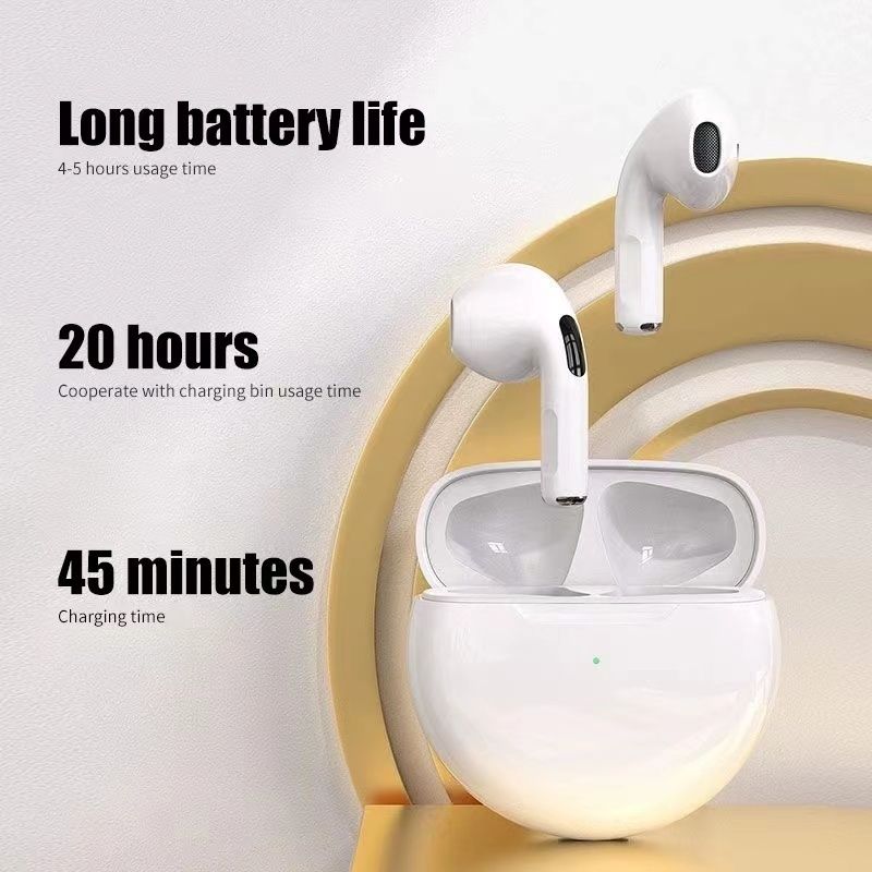 Aloking Earbuds TWS Wireless Air Pro 6 TWS Bluetooth Earphone Wireless Headphone Noise Cancelling HiFi Bass Sport Game Headset Touch Earbuds For iPhone Xiaomi airpods gaming earbuds wireless earpods