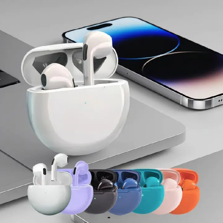 Aloking Earbuds TWS Wireless Air Pro 6 TWS Bluetooth Earphone Wireless Headphone Noise Cancelling HiFi Bass Sport Game Headset Touch Earbuds For iPhone Xiaomi airpods gaming earbuds wireless earpods