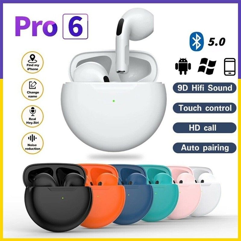 Aloking Earbuds TWS Wireless Air Pro 6 TWS Bluetooth Earphone Wireless Headphone Noise Cancelling HiFi Bass Sport Game Headset Touch Earbuds For iPhone Xiaomi airpods gaming earbuds wireless earpods