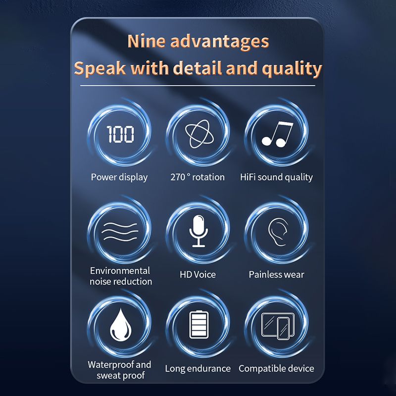 TWS Business Bluetooth Headset Hands-free Wireless Headphone Bluetooth Call Wireless Earbuds Single earphone noise cancelling Wireless Bluetooth Headset Music Sports Wireless Earphone with Microphone