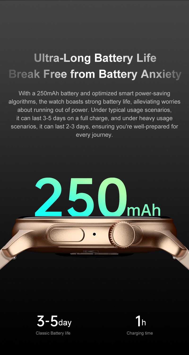 Full Touch Screen Bluetooth Smart Watch AMOLED Round HD Screen 1.43'' Sports Watch Waterproof Smart Watch Heart Rate Monitoring Ultra-Long Battery Life Smartwatches Wrist Watch Men Women Smart watch