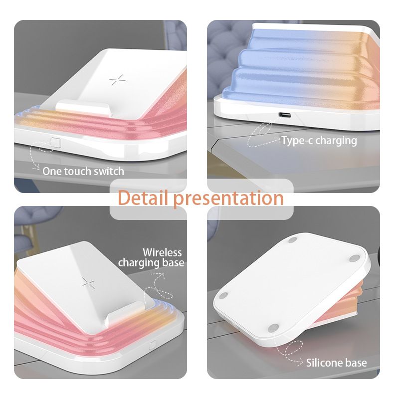 Wireless atmosphere lamp Desk Night Light USB Rechargeable Portable Wireless Charging Foldable Light Atmosphere Bedroom Bedside Table Lamp Novelty Lighting