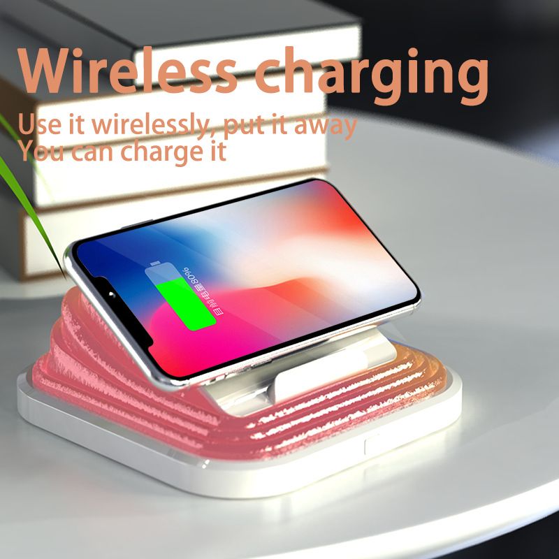 Wireless atmosphere lamp Desk Night Light USB Rechargeable Portable Wireless Charging Foldable Light Atmosphere Bedroom Bedside Table Lamp Novelty Lighting