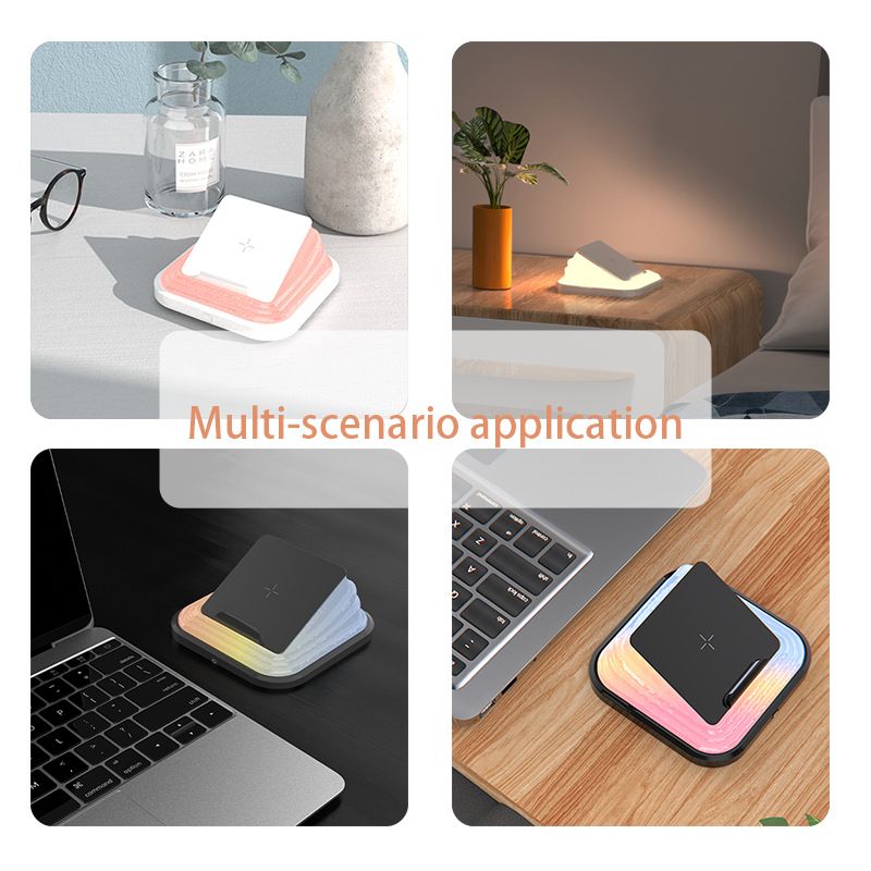Wireless atmosphere lamp Desk Night Light USB Rechargeable Portable Wireless Charging Foldable Light Atmosphere Bedroom Bedside Table Lamp Novelty Lighting