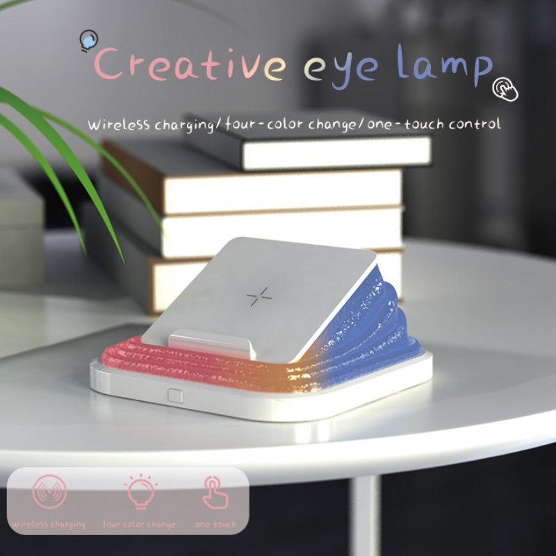 Wireless atmosphere lamp Desk Night Light USB Rechargeable Portable Wireless Charging Foldable Light Atmosphere Bedroom Bedside Table Lamp Novelty Lighting