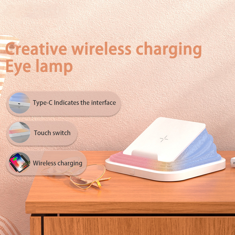Wireless atmosphere lamp Desk Night Light USB Rechargeable Portable Wireless Charging Foldable Light Atmosphere Bedroom Bedside Table Lamp Novelty Lighting
