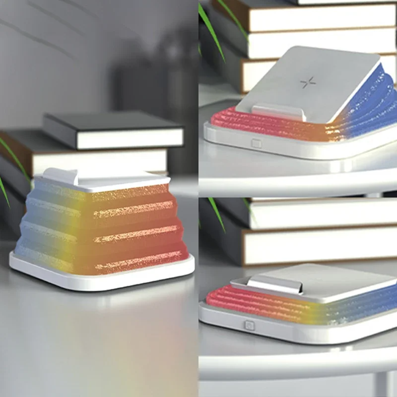 Wireless atmosphere lamp Desk Night Light USB Rechargeable Portable Wireless Charging Foldable Light Atmosphere Bedroom Bedside Table Lamp Novelty Lighting