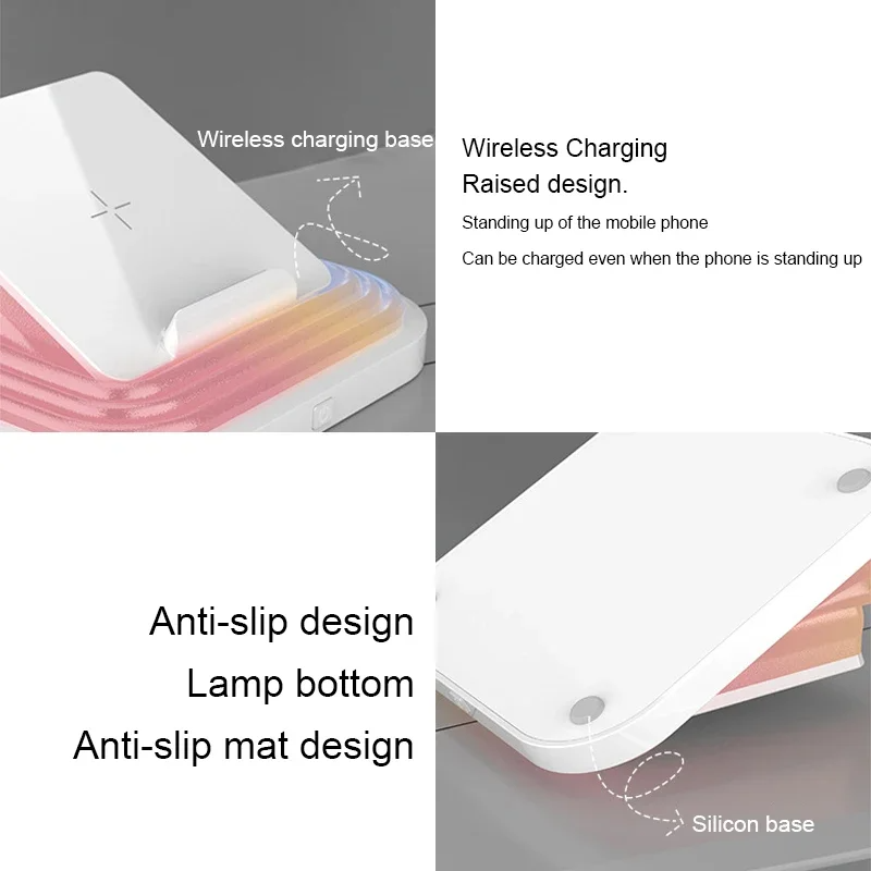 Wireless atmosphere lamp Desk Night Light USB Rechargeable Portable Wireless Charging Foldable Light Atmosphere Bedroom Bedside Table Lamp Novelty Lighting